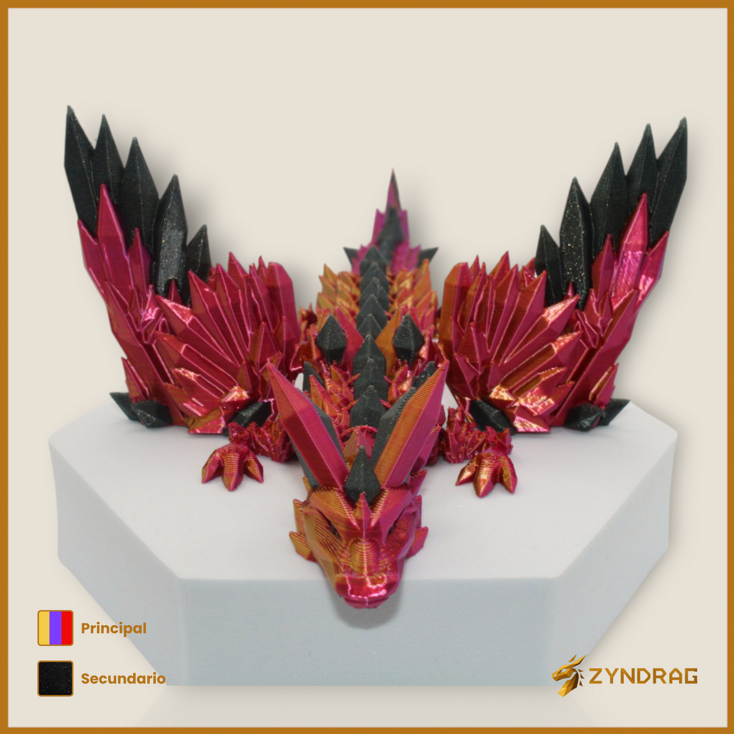 Zyncrys - Dragón de cristal con alas (Multicolor)